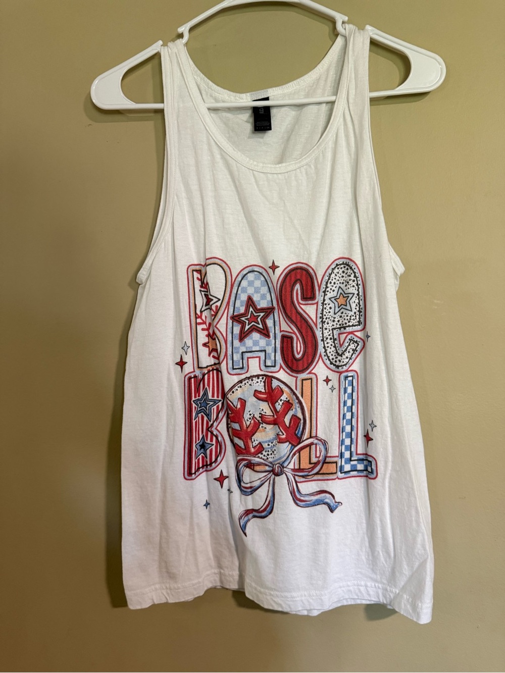 Gildan White Tank Top with Red, Blue and Navy Patriotic Graphic